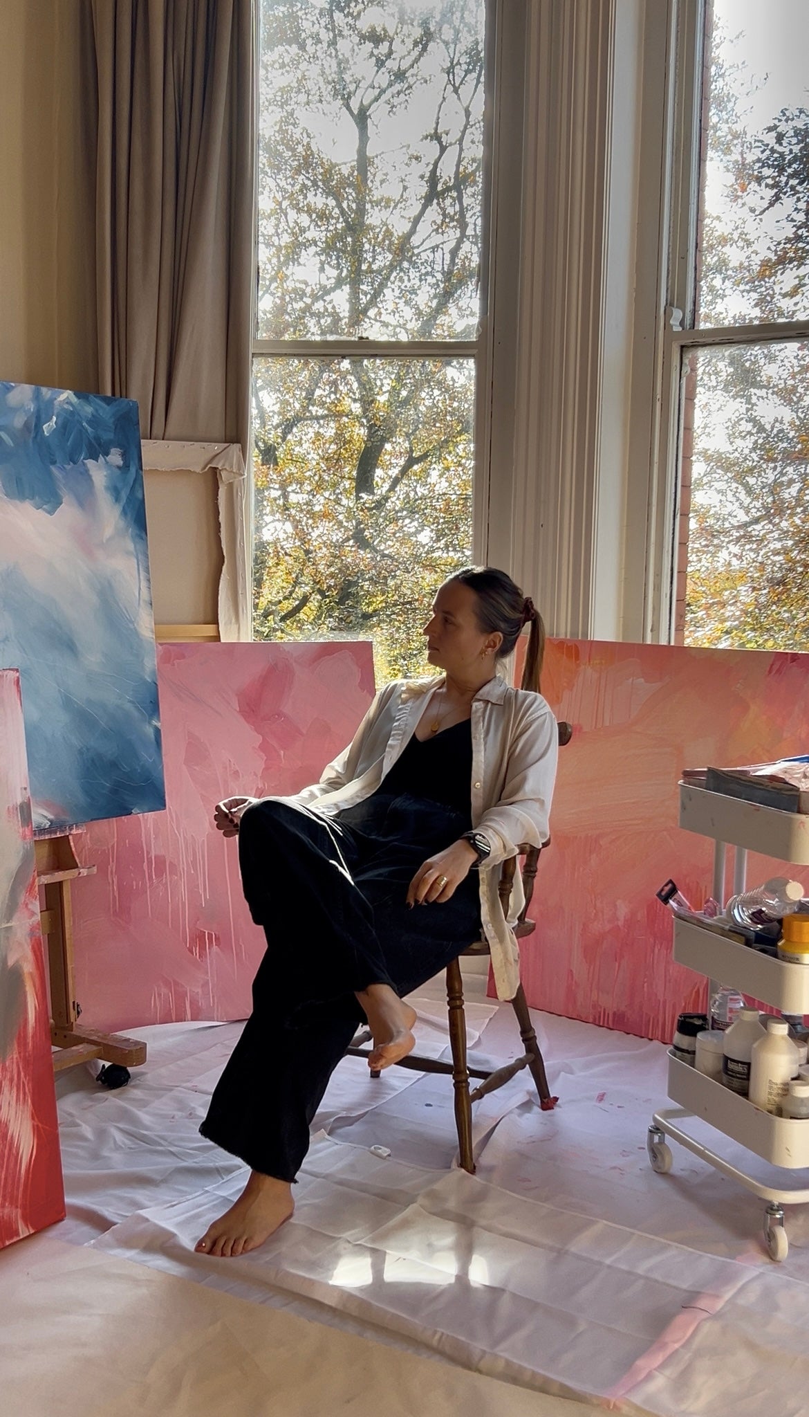 Artist at her home studio